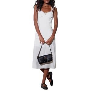 LA Hearts Cami Midi Dress Rossette Strappy Lace Trim Open Back White Sz Medium